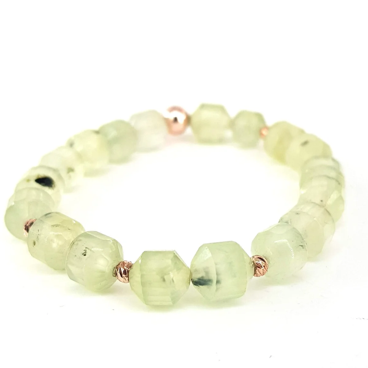 Prehnite Bileklik Faset 8mm İncele ve Satın Al Prehnite Bileklik Faset 8mm - Orijinal Doğal Taş ve Şifa Kristali Görsel 1