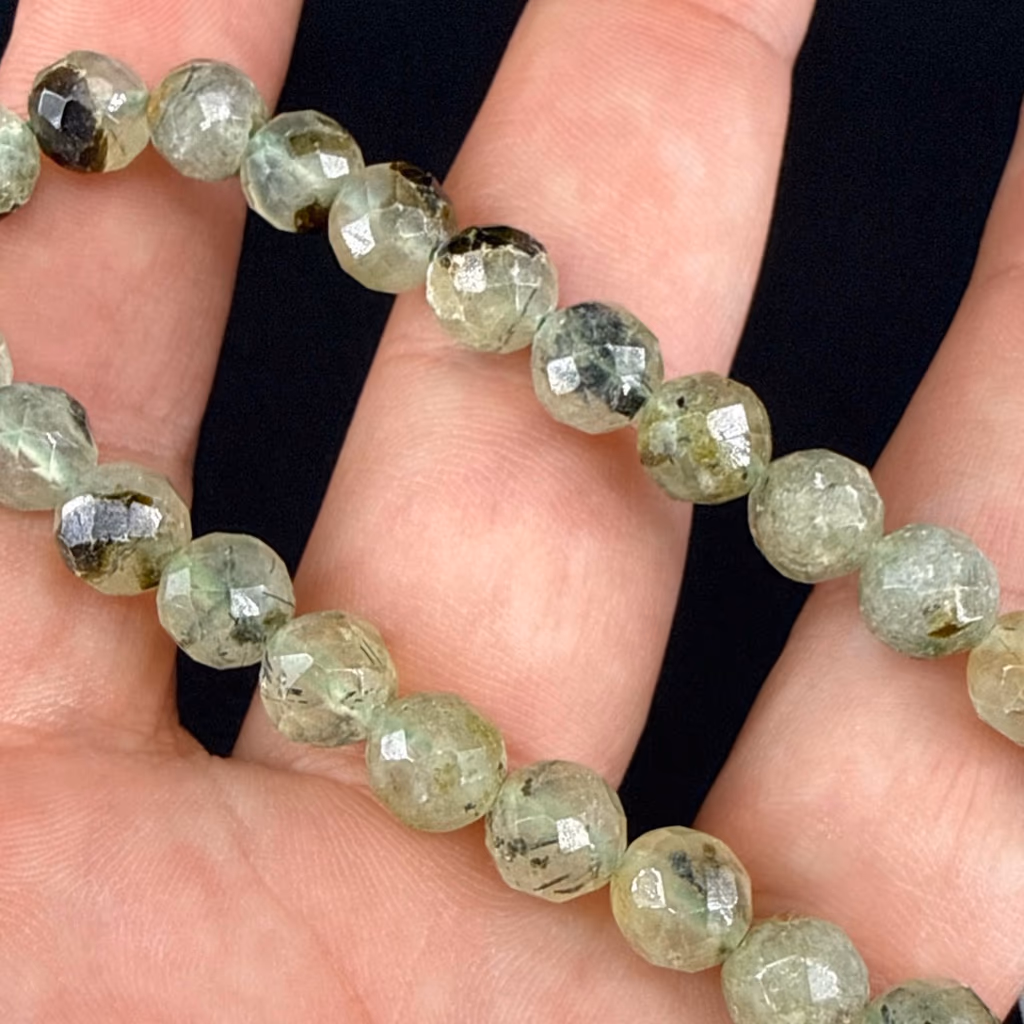 Prehnite Dizi Faset 8mm İncele ve Satın Al Prehnite Dizi Faset 8mm - Orijinal Doğal Taş ve Şifa Kristali Görsel 1