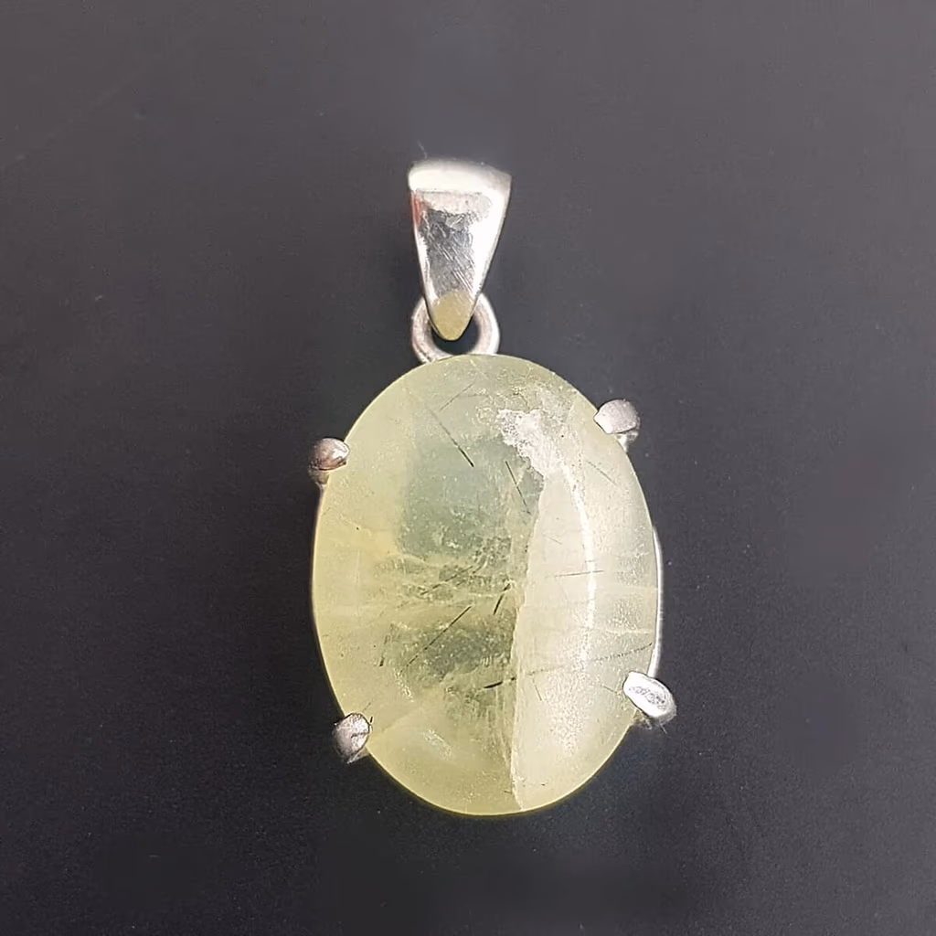 Prehnite Kolye Ucu (Gümüş) İncele ve Satın Al Prehnite Kolye Ucu (Gümüş) - Orijinal Doğal Taş ve Şifa Kristali Görsel 1