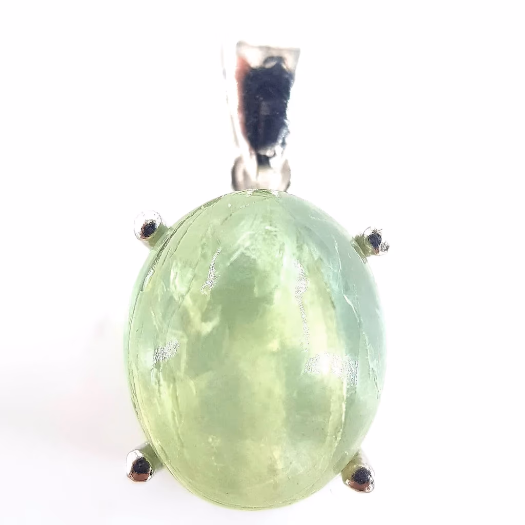 Prehnite Kolye Ucu (Gümüş) İncele ve Satın Al Prehnite Kolye Ucu (Gümüş) - Orijinal Doğal Taş ve Şifa Kristali Görsel 1