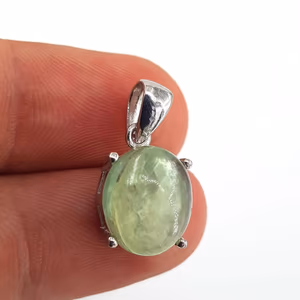 Prehnite Kolye Ucu (Gümüş) - Orijinal Şifalı Kristal - Görsel 2