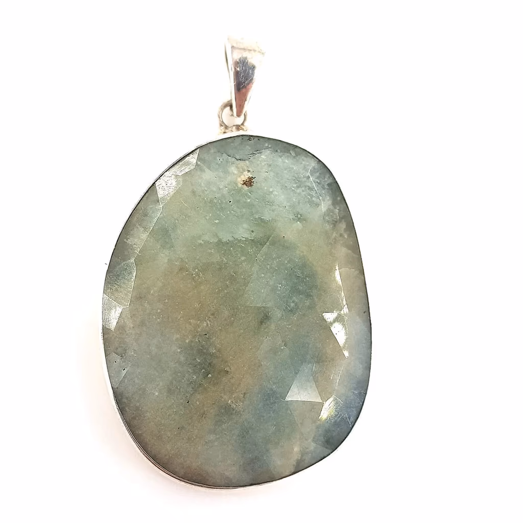Prehnite Kolye Ucu (Gümüş) İncele ve Satın Al Prehnite Kolye Ucu (Gümüş) - Orijinal Doğal Taş ve Şifa Kristali Görsel 1