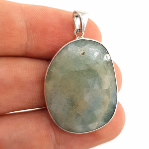 Prehnite Kolye Ucu (Gümüş) - Orijinal Şifalı Kristal - Görsel 2