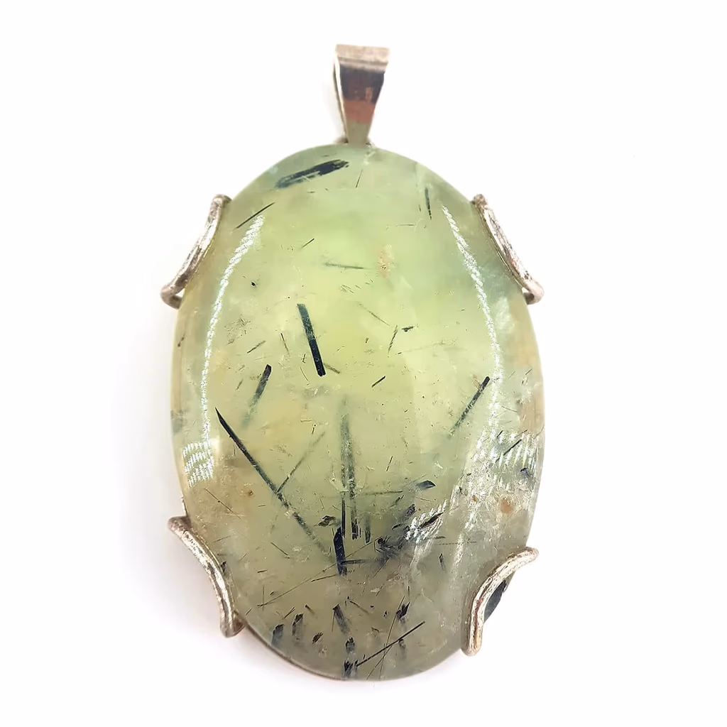 Prehnite Kolye Ucu (Gümüş) İncele ve Satın Al Prehnite Kolye Ucu (Gümüş) - Orijinal Doğal Taş ve Şifa Kristali Görsel 1