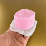 Premium Esanslı Sessiz Harmoni Pembe Kuvars Plaka Mum Orijinal Kristal Detay Görseli 3
