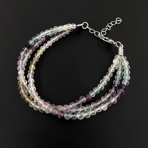 Rainbow Florit Bileklik 3mm - Orijinal Şifalı Kristal - Görsel 1