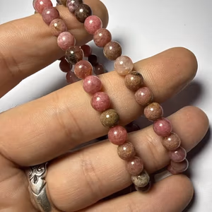 Rodonit Bileklik 6 mm - Orijinal Şifalı Kristal - Görsel 1