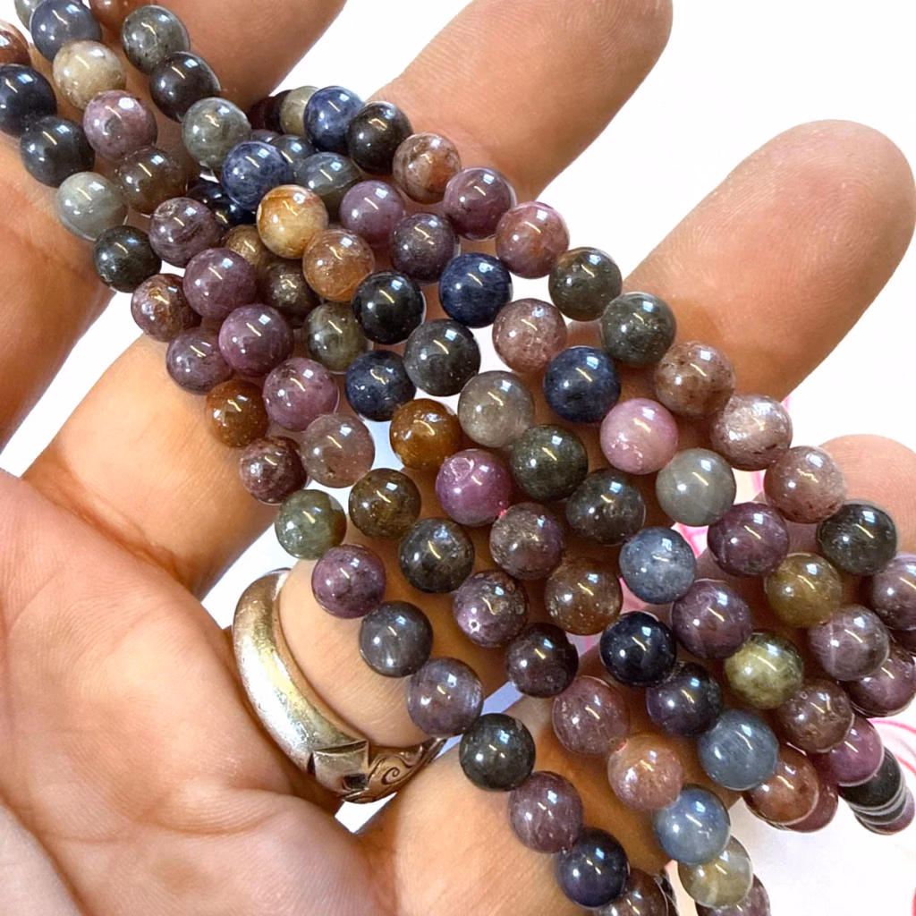 Ruby Safir Dizi 6 mm - Orijinal Doğal Taş ve Şifa Kristali Görsel 1