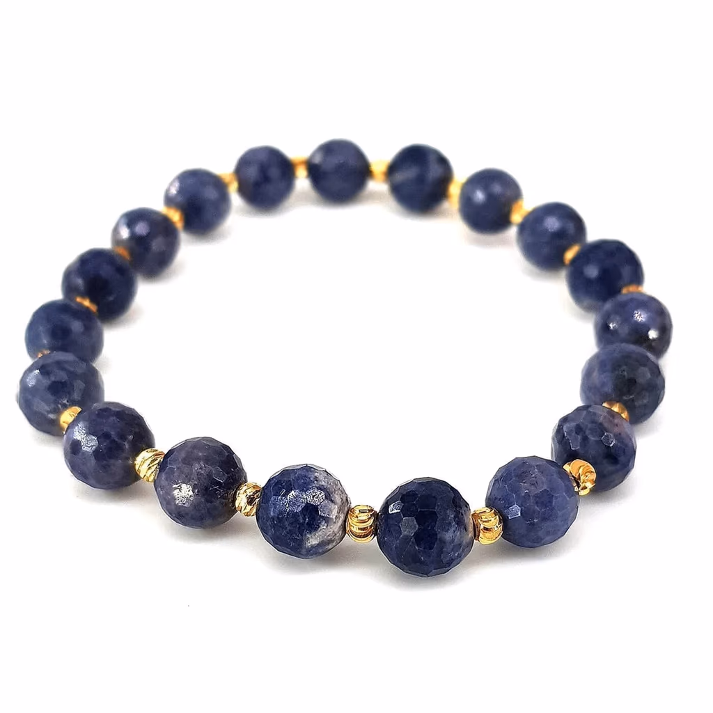 Safir Bileklik Faset Gold 8mm İncele ve Satın Al Safir Bileklik Faset Gold 8mm - Orijinal Doğal Taş ve Şifa Kristali Görsel 1