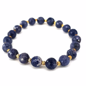 Safir Bileklik Faset Gold 8mm - Orijinal Şifalı Kristal - Görsel 1