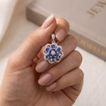 Safir Kolye Ucu  Gümüş AAA Orijinal Kristal Detay Görseli 2
