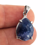 Safir Kolye Ucu (Gümüş) Orijinal Kristal Detay Görseli 2