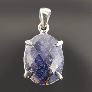 Safir Kolye Ucu (Gümüş) - Orijinal Şifalı Kristal - Görsel 1