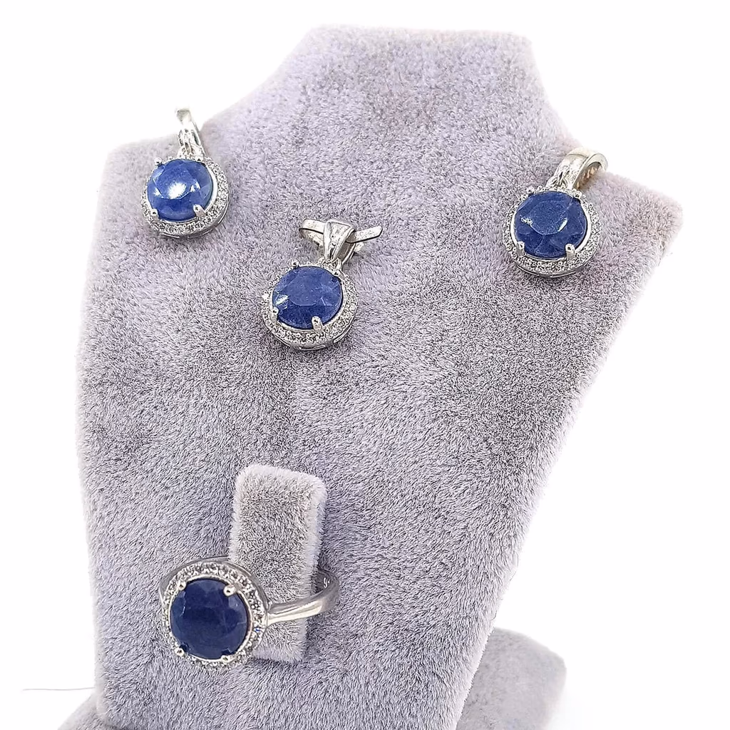 Safir Set (Gümüş) İncele ve Satın Al Safir Set (Gümüş) - Orijinal Doğal Taş ve Şifa Kristali Görsel 1
