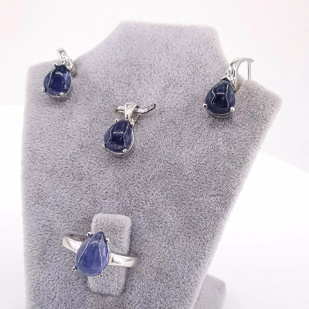 Safir Set (Gümüş) İncele ve Satın Al Safir Set (Gümüş) - Orijinal Doğal Taş ve Şifa Kristali Görsel 1
