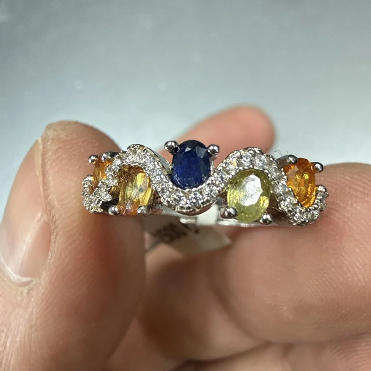 Multi Safir Yüzük Gümüş - Orijinal Şifalı Kristal - Görsel 2