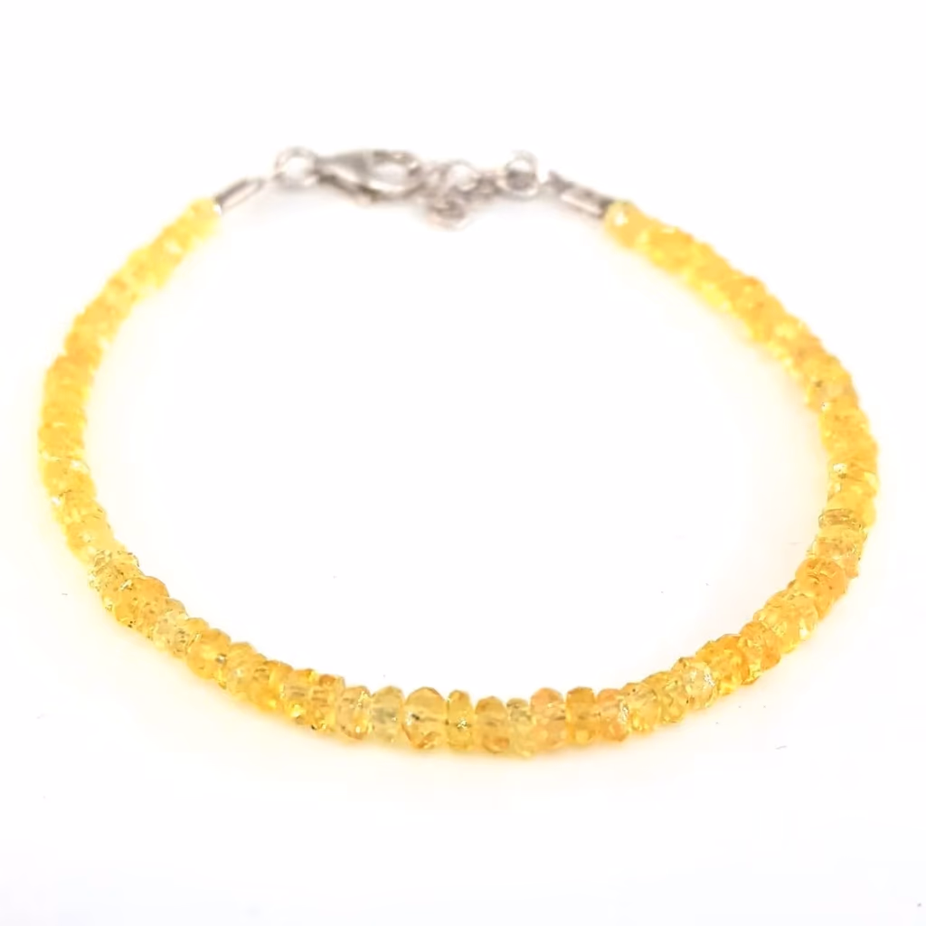Sarı Safir Bileklik 3mm (Gümüş) İncele ve Satın Al Sarı Safir Bileklik 3mm (Gümüş) - Orijinal Doğal Taş ve Şifa Kristali Görsel 1