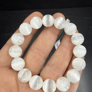 Selenit Bileklik 12mm - Orijinal Şifalı Kristal - Görsel 1