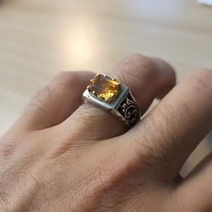 Sertifikalı Emperial Topaz Erkek Yüzük (Gümüş) AAA - Orijinal Şifalı Kristal - Görsel 2