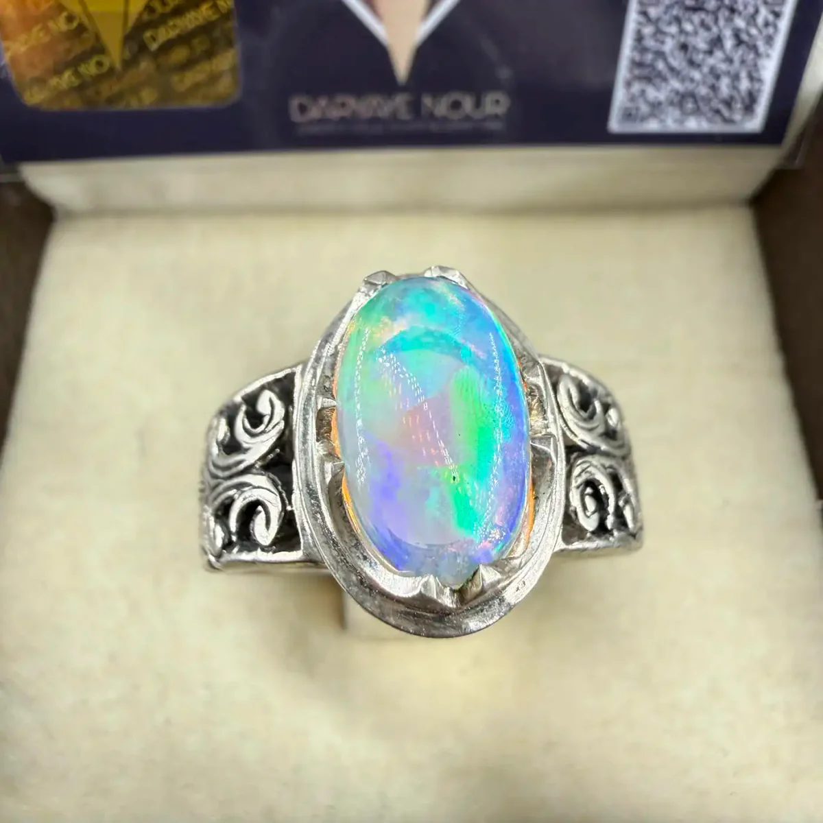 Sertifikalı Opal Erkek Yüzük (Gümüş) AAA Orijinal Kristal Detay Görseli 3