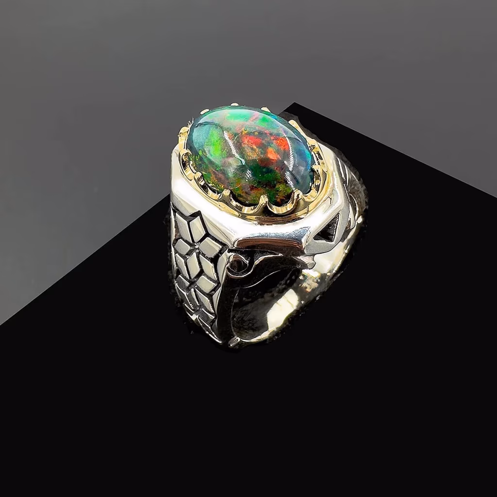Sertifikalı Opal Erkek Yüzük (Gümüş) 6A+ İncele ve Satın Al Sertifikalı Opal Erkek Yüzük (Gümüş) 6A+ - Orijinal Doğal Taş ve Şifa Kristali Görsel 1