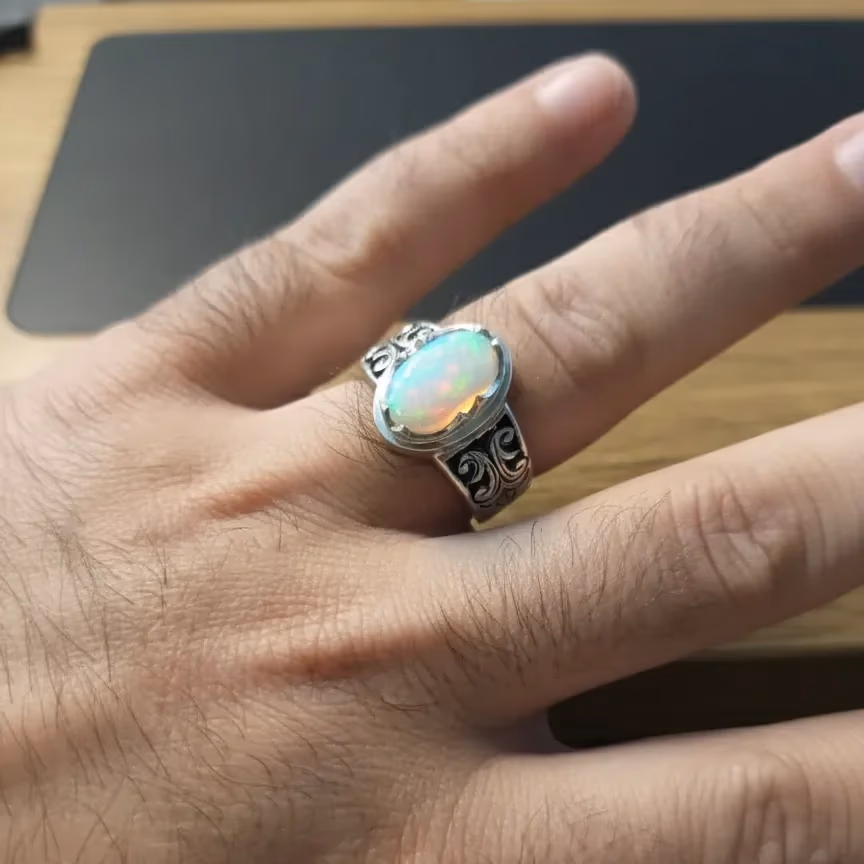 Sertifikalı Opal Erkek Yüzük (Gümüş) AAA İncele ve Satın Al Sertifikalı Opal Erkek Yüzük (Gümüş) AAA - Orijinal Doğal Taş ve Şifa Kristali Görsel 1