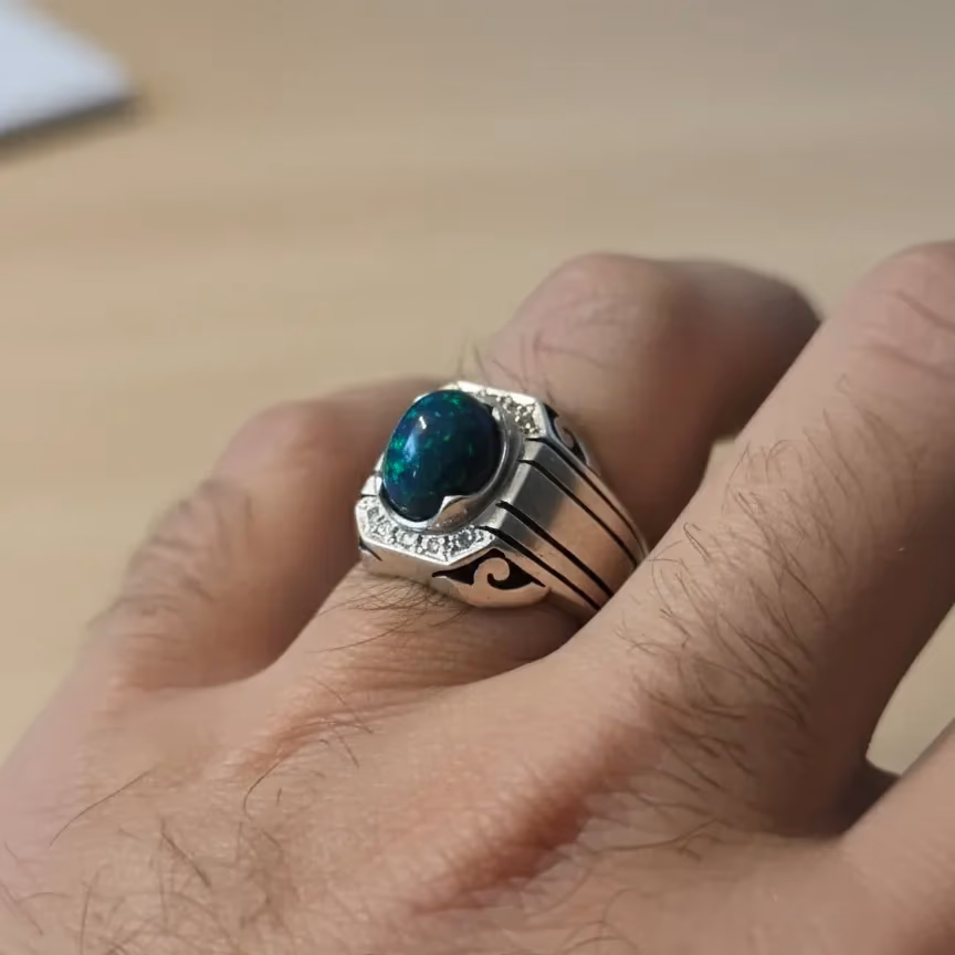Sertifikalı Opal Erkek Yüzük (Gümüş) AAA İncele ve Satın Al Sertifikalı Opal Erkek Yüzük (Gümüş) AAA - Orijinal Doğal Taş ve Şifa Kristali Görsel 1