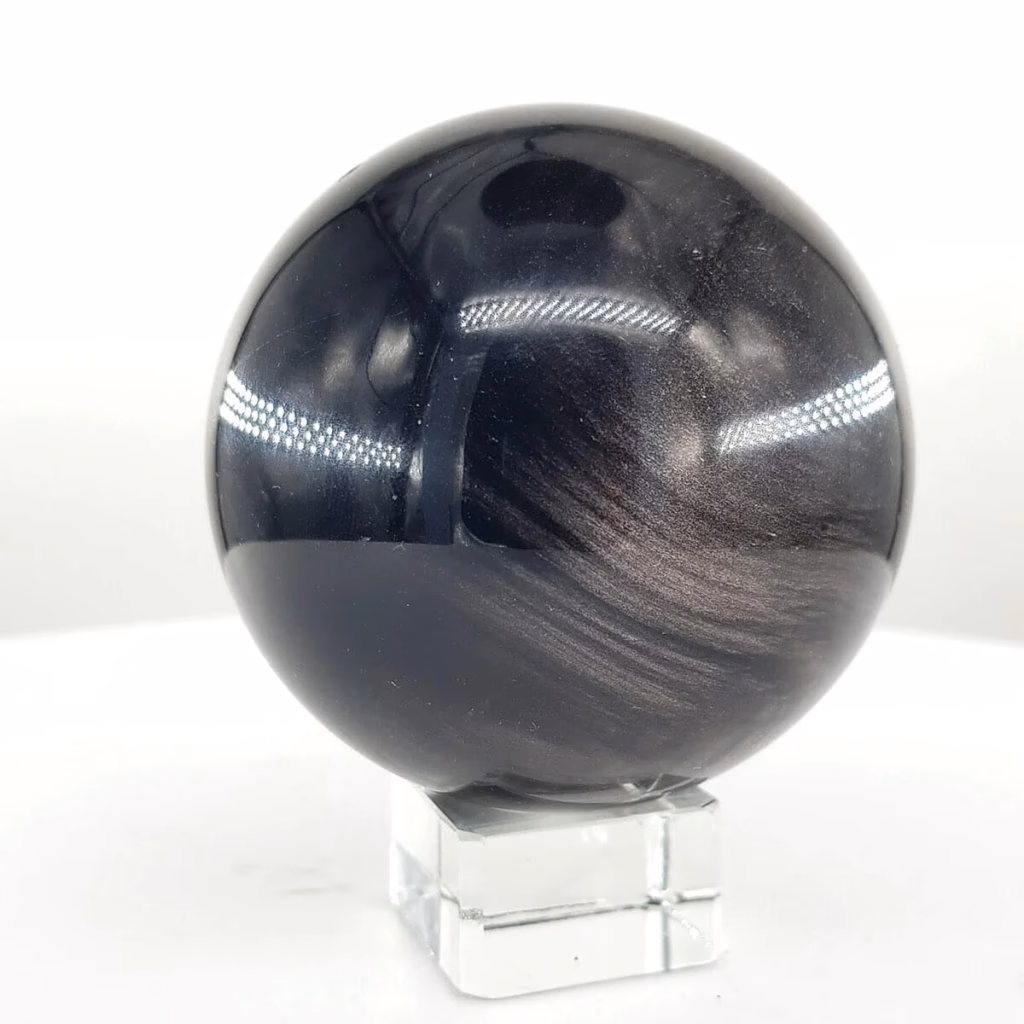 Silver Obsidiyen Küre İncele ve Satın Al Silver Obsidiyen Küre - Orijinal Doğal Taş ve Şifa Kristali Görsel 1