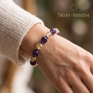Sitrin - Ametist Faset Bileklik AA 10mm - Orijinal Şifalı Kristal - Görsel 2