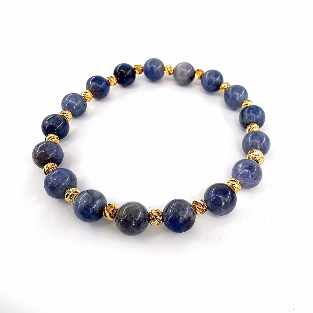 Tanzanit Bileklik 8mm Gold İncele ve Satın Al Tanzanit Bileklik 8mm Gold - Orijinal Doğal Taş ve Şifa Kristali Görsel 1