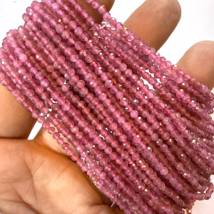Turmalin Pembe Dizi Faset 3 mm - Orijinal Şifalı Kristal - Görsel 1