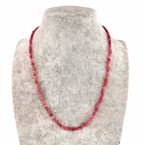 Yakut Kolye 3x4mm Gümüş - Orijinal Şifalı Kristal - Görsel 1