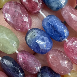 Yakut Safir Zeberced Mix Dizi Faset 10x8 mm AAA - Orijinal Şifalı Kristal - Görsel 2