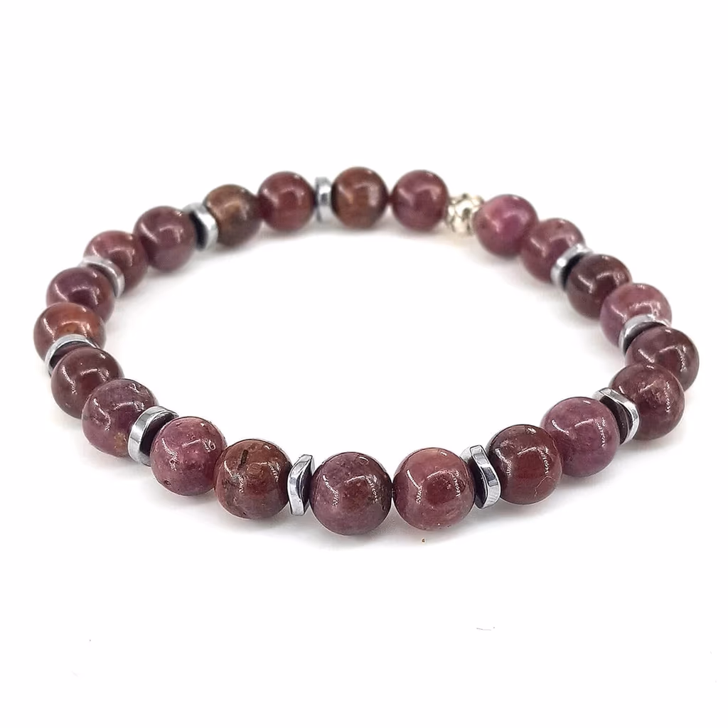 Yakutlu Safir (Ruby Safir) Bileklik 8mm - Büyütmek için tıklayın Yakutlu Safir (Ruby Safir) Bileklik 8mm - Orijinal Doğal Taş ve Şifa Kristali Görsel 1
