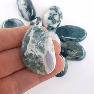 Yosunlu Akik (Moss Agate) Tımbıl - Orijinal Şifalı Kristal - Görsel 2