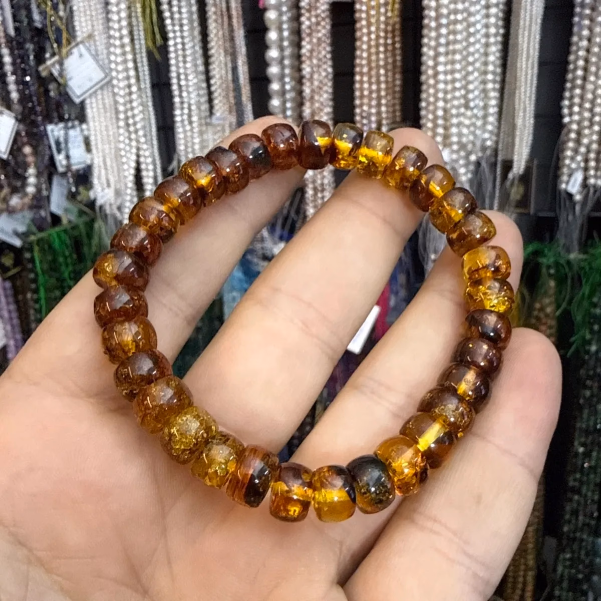 Kehribar Bileklik Rondela 9x6 mm