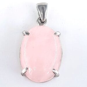 Pembe Kuvars Kolye Ucu Gümüş