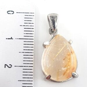 Gold Rutil Kuvars Kolye Ucu (Gümüş) - Rutilkuvars Taşı Enerjisi ve Doğal Formu