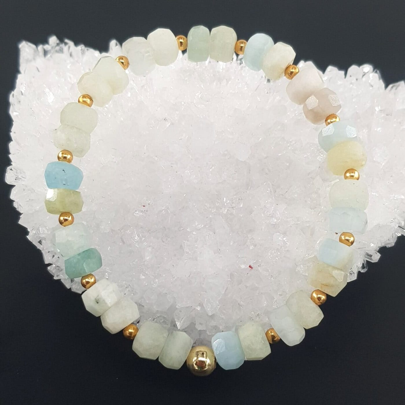 Akuamarin Rondela Faset Bileklik 8mm