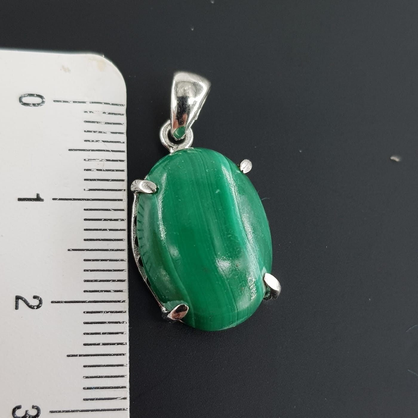 Malakit Kolye Ucu (Gümüş) - Görsel 3