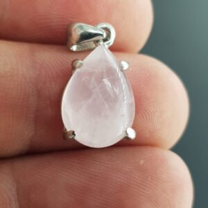 Pembe Kuvars Kolye Ucu Gümüş