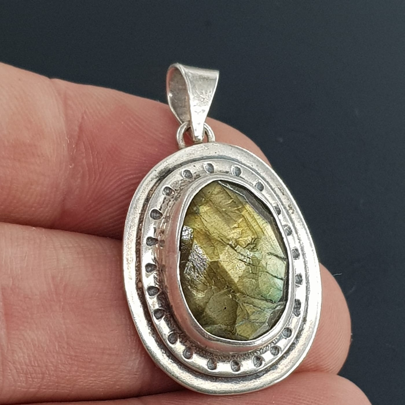 Labradorit Kolye Ucu (Gümüş) - Görsel 2