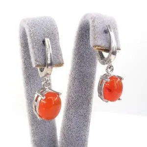 Kırmızı Akik Küpe (Gümüş)