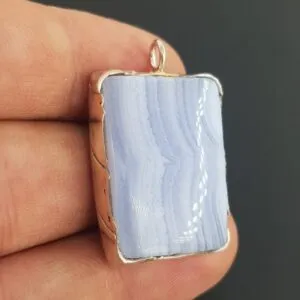 Alternative view of Mavi Kalsedon Kolye Ucu (Gümüş)