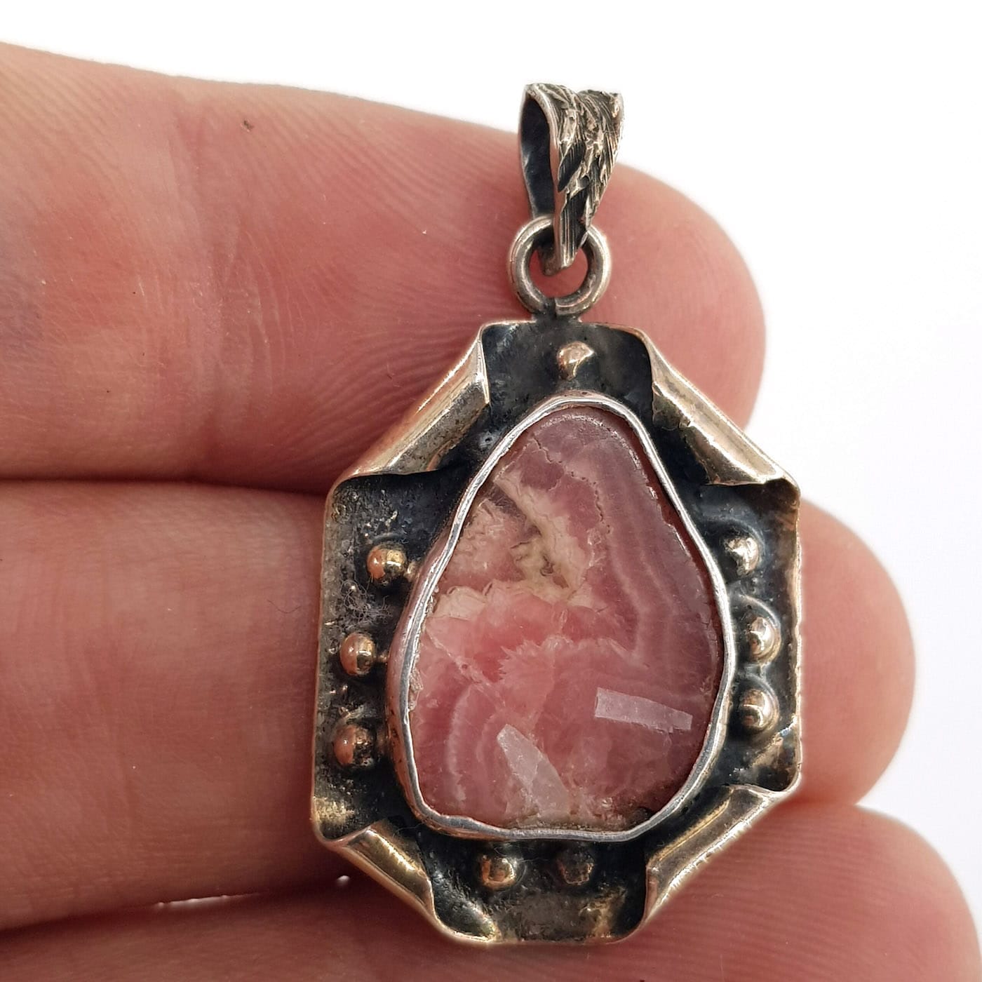 Rodokrozit Kolye Ucu (Gümüş) - Görsel 2
