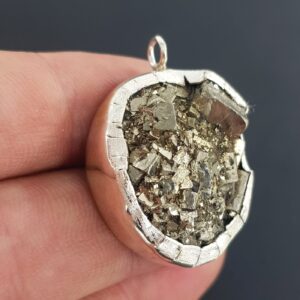 Pirit Kolye Ucu (Gümüş) - Pirit Taşı Enerjisi ve Doğal Formu