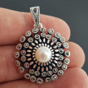 İnci Markazit Kolye Ucu (Gümüş) - 2