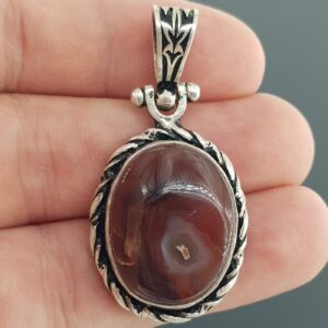 Akik Kolye Ucu (Gümüş) - Akik Taşı Enerjisi ve Doğal Formu