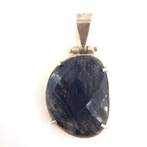 Safir Kolye Ucu Faset (Gümüş)