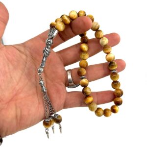 Sarı Kaplangözü Doğaltaş Tesbih 10mm